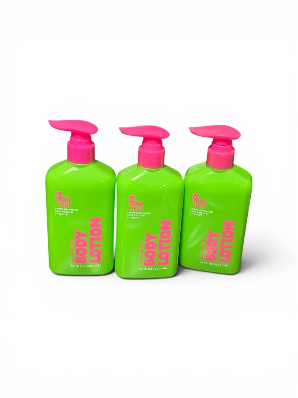 3X Be You Tiful Bright Green & Pink Body Lotion Pump - Women Bath & Body